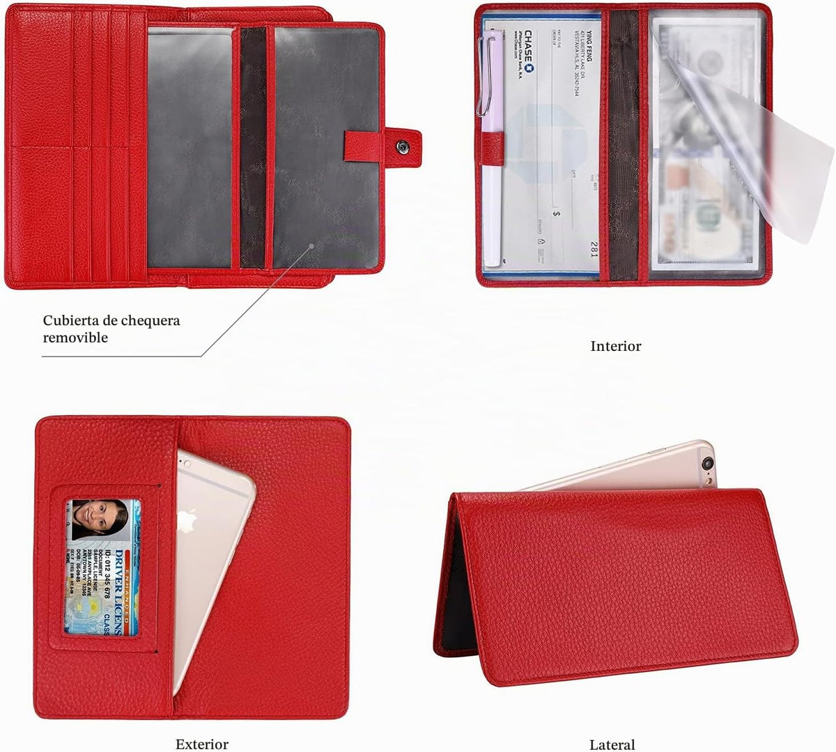 Itslife Billetera para Mujeres, Gran Capacidad con Bloqueo RFID, Billeteras de Cuero Organizador de Tarjetas de Crédito, Billetera para Damas con Portachequera