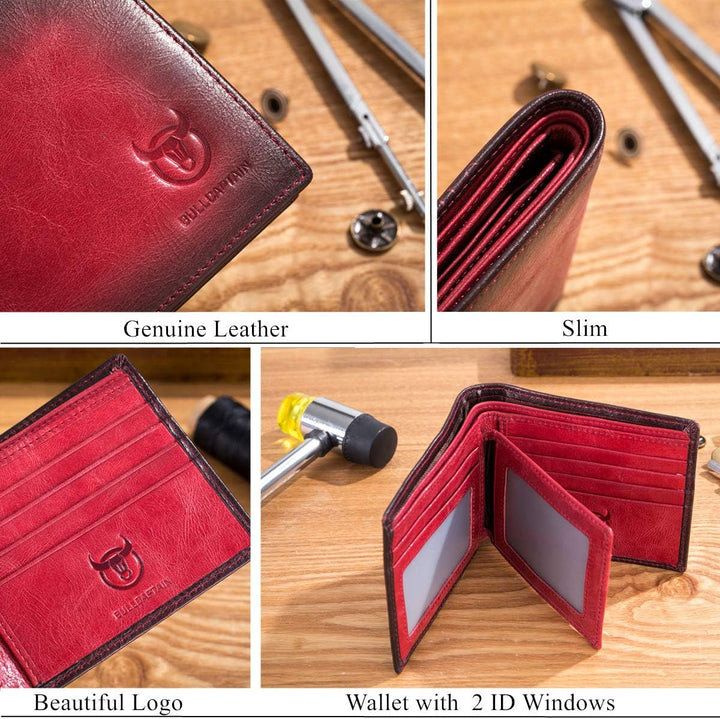 BULLCAPTAIN Carteras RFID para hombres, billetera de cuero genuino...