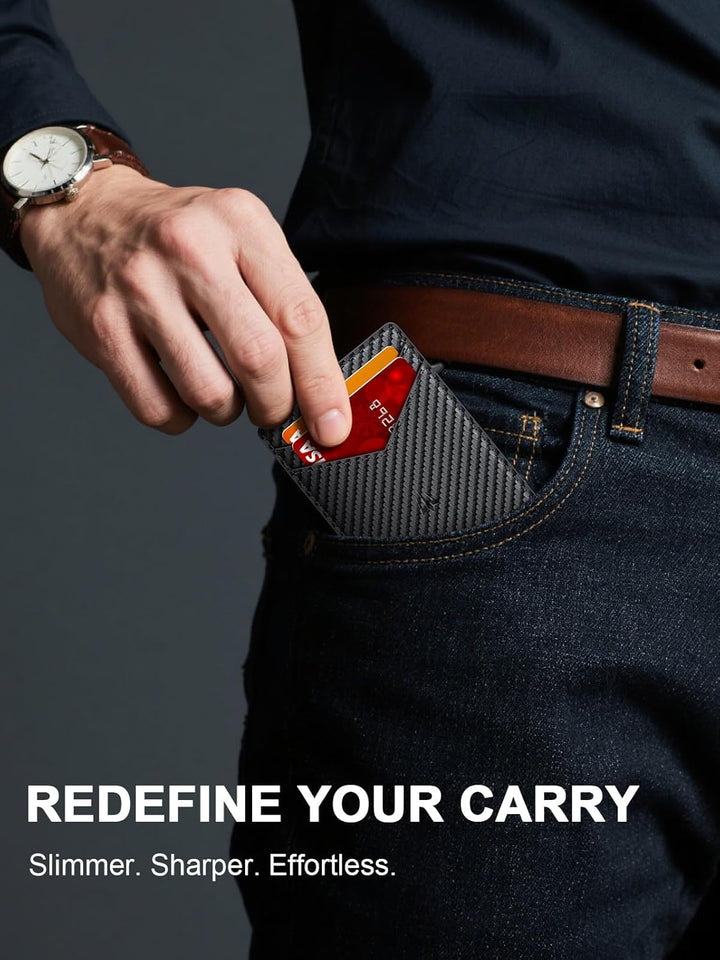 Ruiici Cartera para hombre, delgada y minimalista con clip para din...