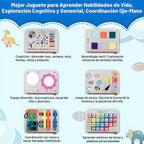 Juguete Montessori para niños y niñas, regalos de cumpleaños, juguete sensorial de viaje para autismo, actividad educativa, libro sensorial ocupado para aprender habilidades motoras finas, gris