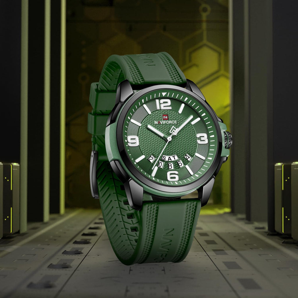 NAVIFORCE Reloj impermeable para hombres y mujeres, reloj de pulsera analógico con fecha automática, militar, deportivo, unisex, correa de silicona