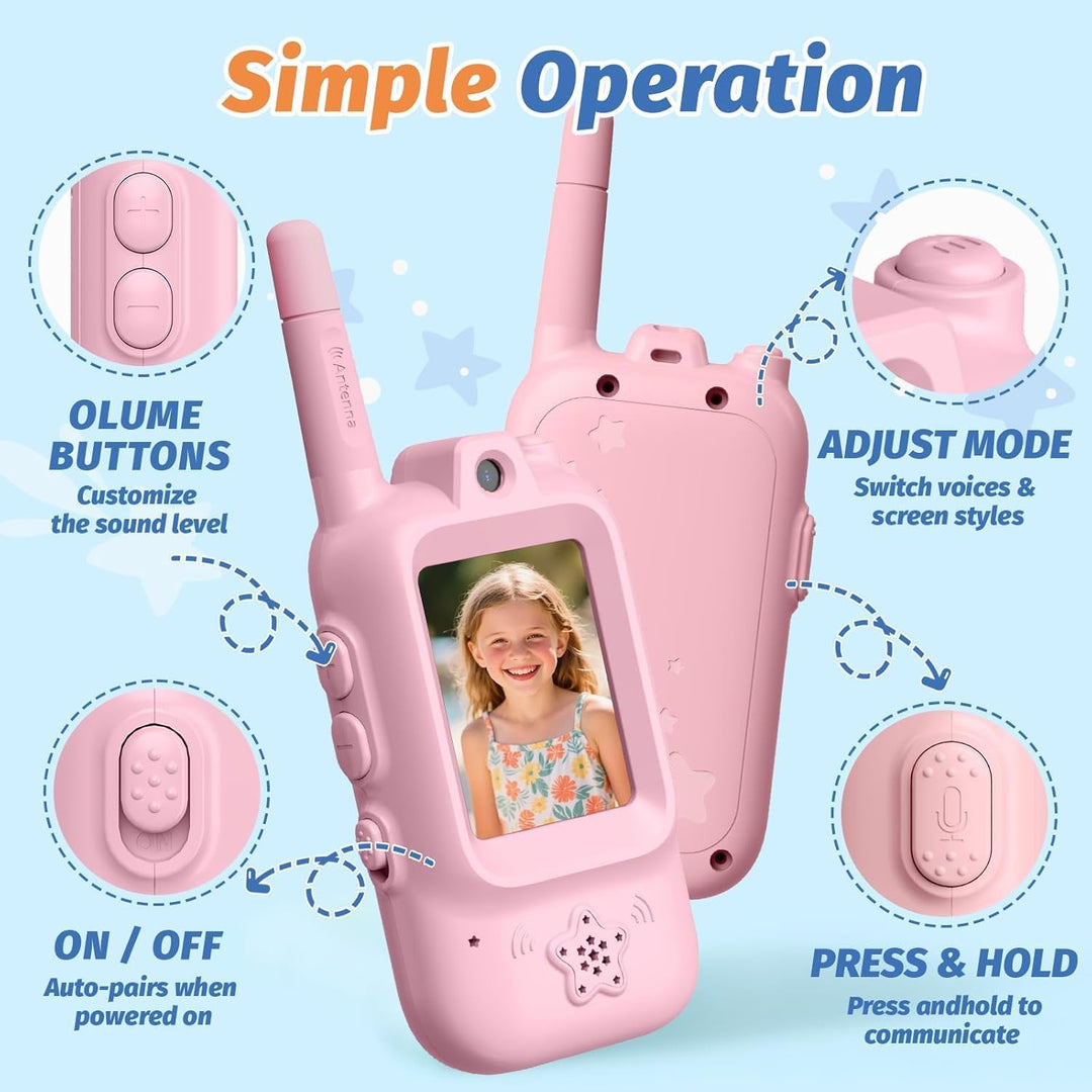 AQLL Walkie Talkies for Kids with Real-Time Video Chat, 2 Pack Rech...