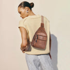 Bolso bandolera para mujer, bolsos cruzados, riñoneras, bolsa sobre el hombro, mochila de cuero vegano, bolso de viaje para regalo, color marrón