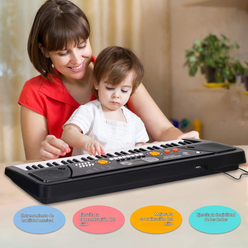 Piano de teclado para niños de 61 teclas con pantalla LED y micrófono