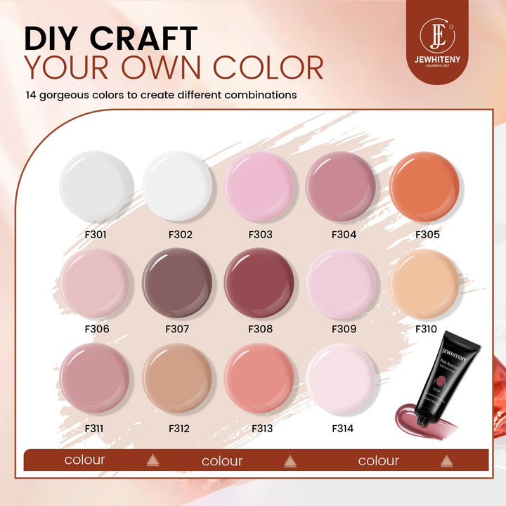 Jewhiteny Kit de extensión de uñas de polygel de 14 piezas con máqu...