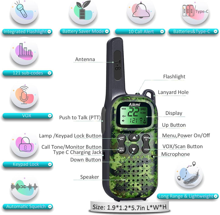 Walkie Talkies para niños, juguetes, regalos para niños, radio de 2...