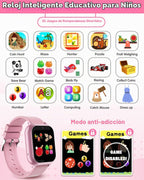 Reloj inteligente impermeable para niños, juguetes para niñas de 6 a 8 años con 32 juegos de cámara dual