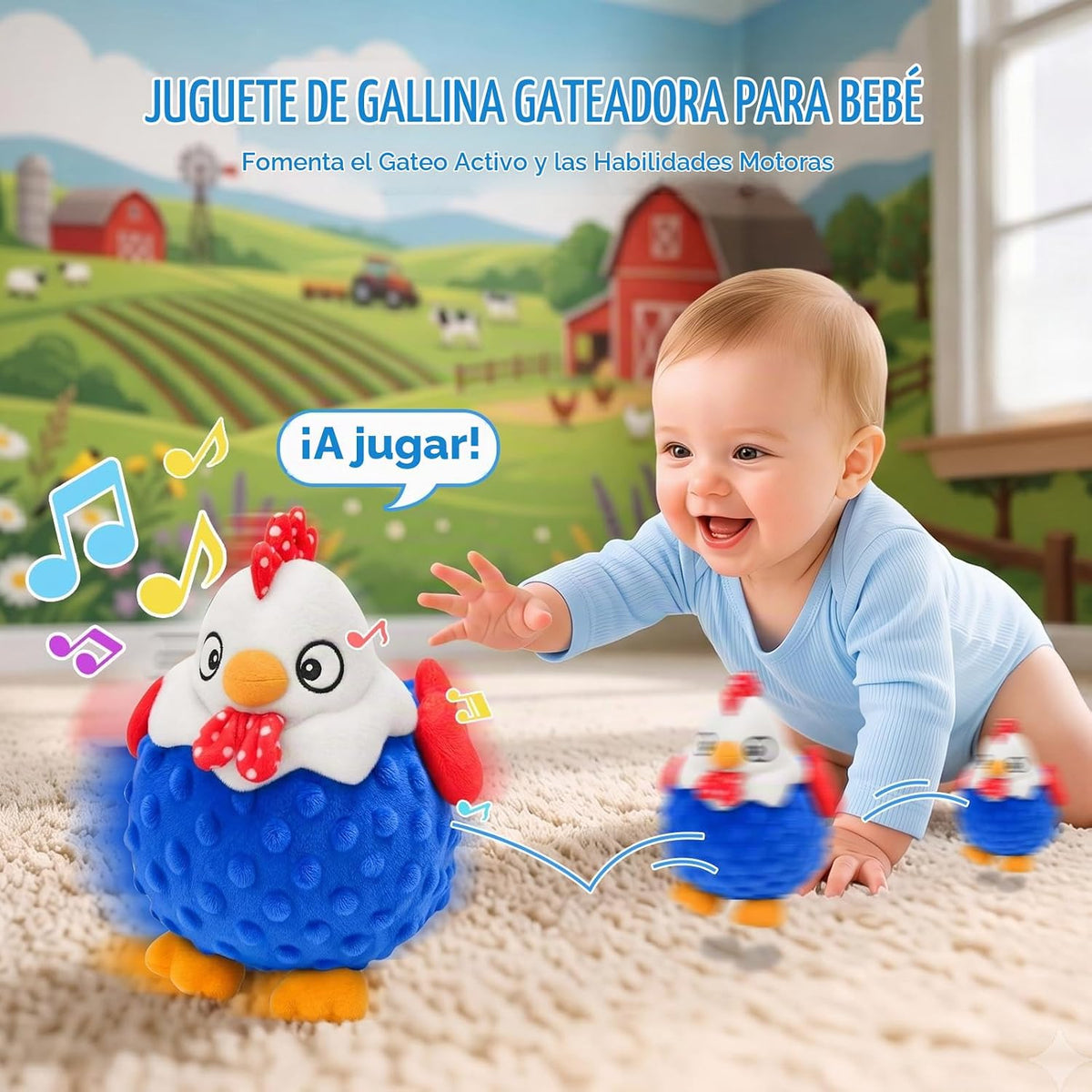 Juguetes para bebés - Pollo musical de peluche con repetición de voz