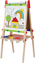 Caballete de madera para niños con rollo de papel y accesorios Hape All-in-One