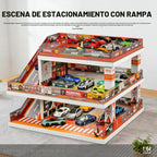 Vitrina para Hot Wheels: Diorama de garaje de coche de juguete con luces