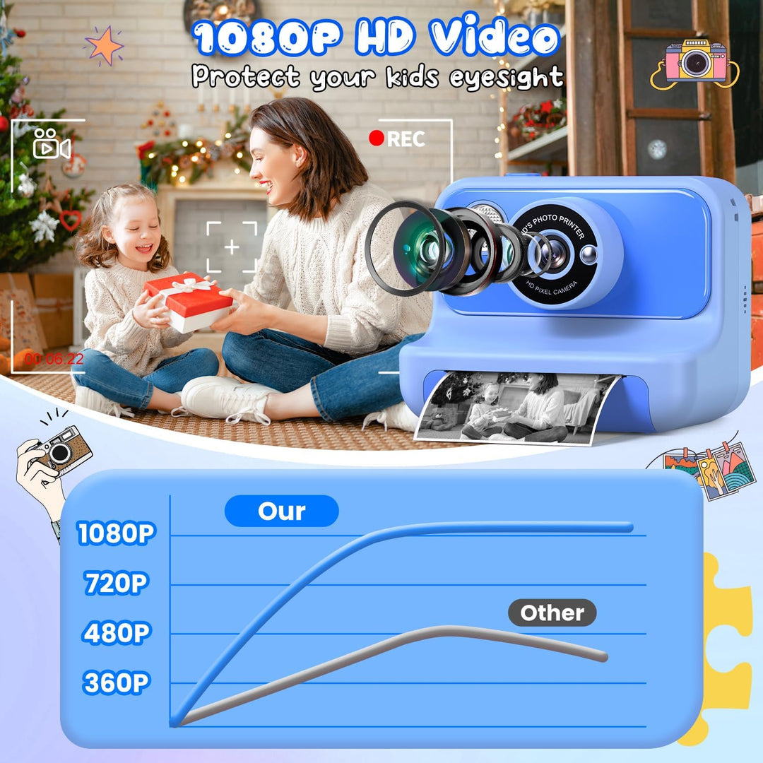 Cámara para niños con impresión instantánea, regalos de Navidad y c...