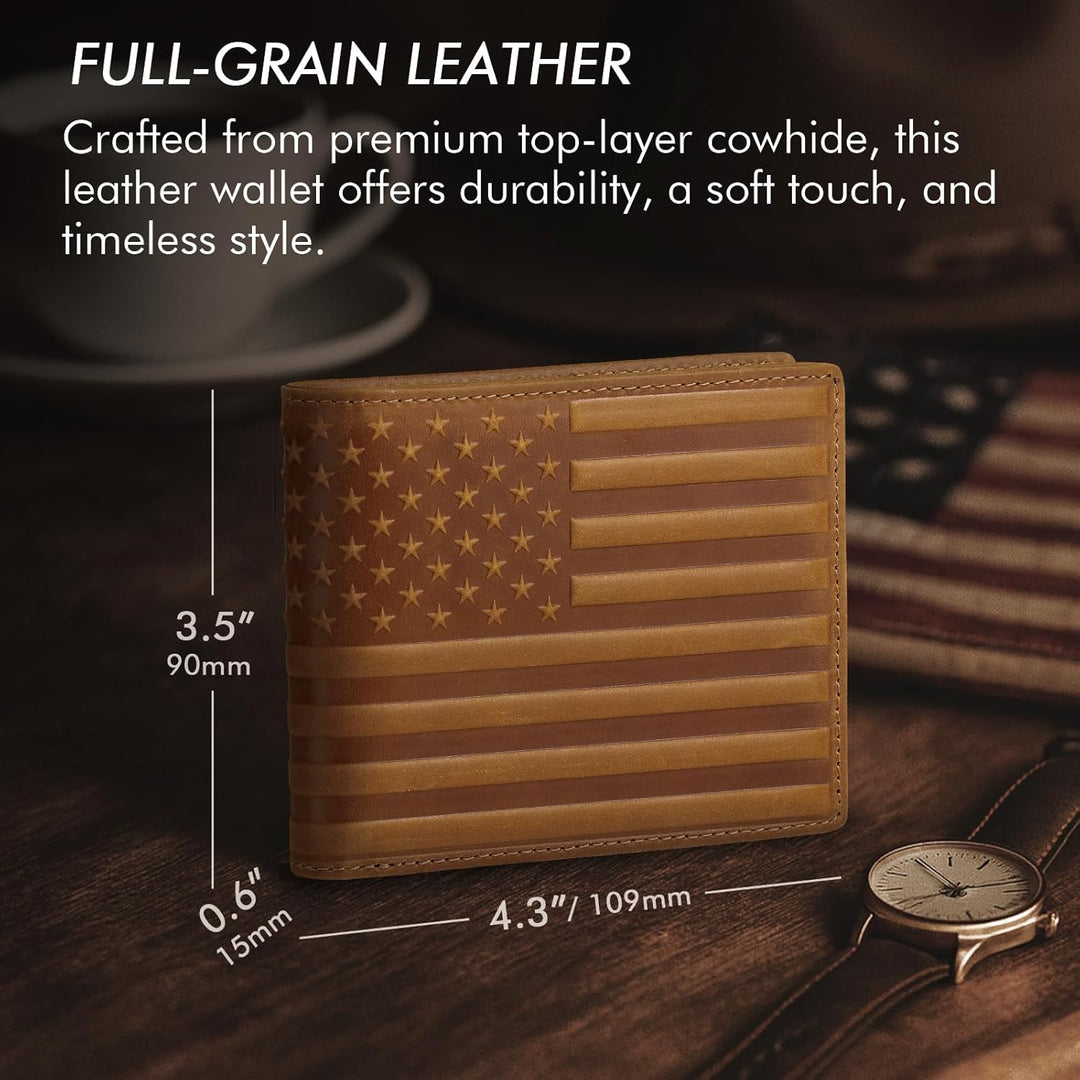 Pefiam Cartera de cuero de grano superior para hombre, con bloqueo...