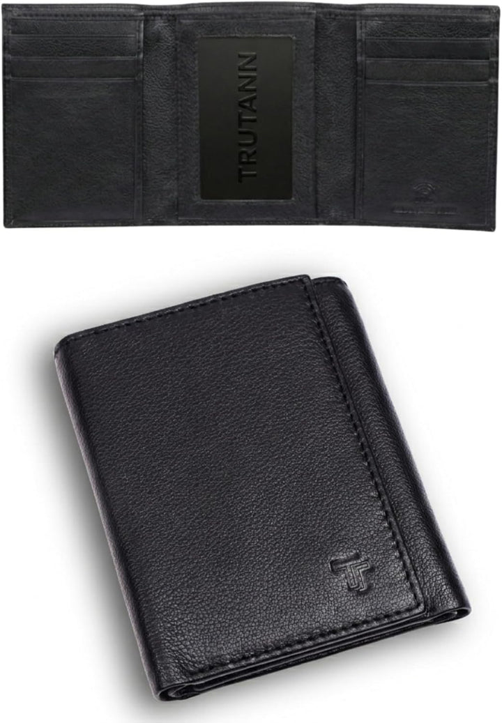 TRUTANN Cartera de cuero negro \u2013 Soporte para tarjetas triple...