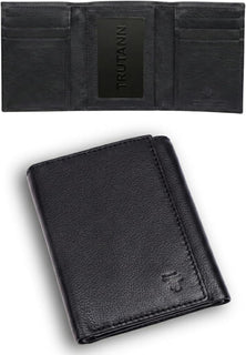 TRUTANN Cartera de cuero negro \u2013 Soporte para tarjetas triple...