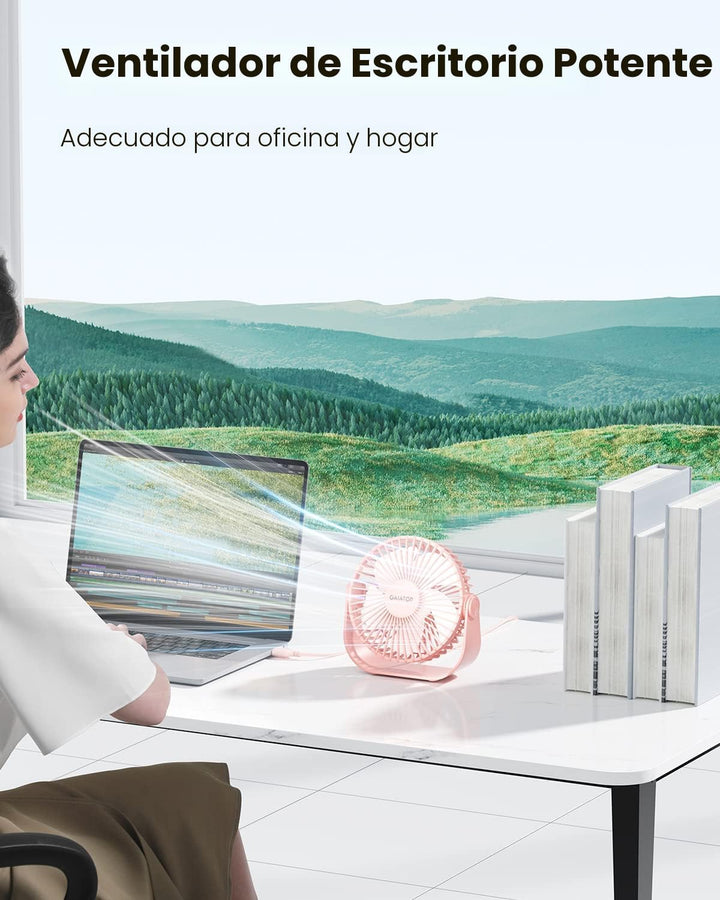 Gaiatop Ventilador de escritorio USB, flujo de aire fuerte de 3 vel...