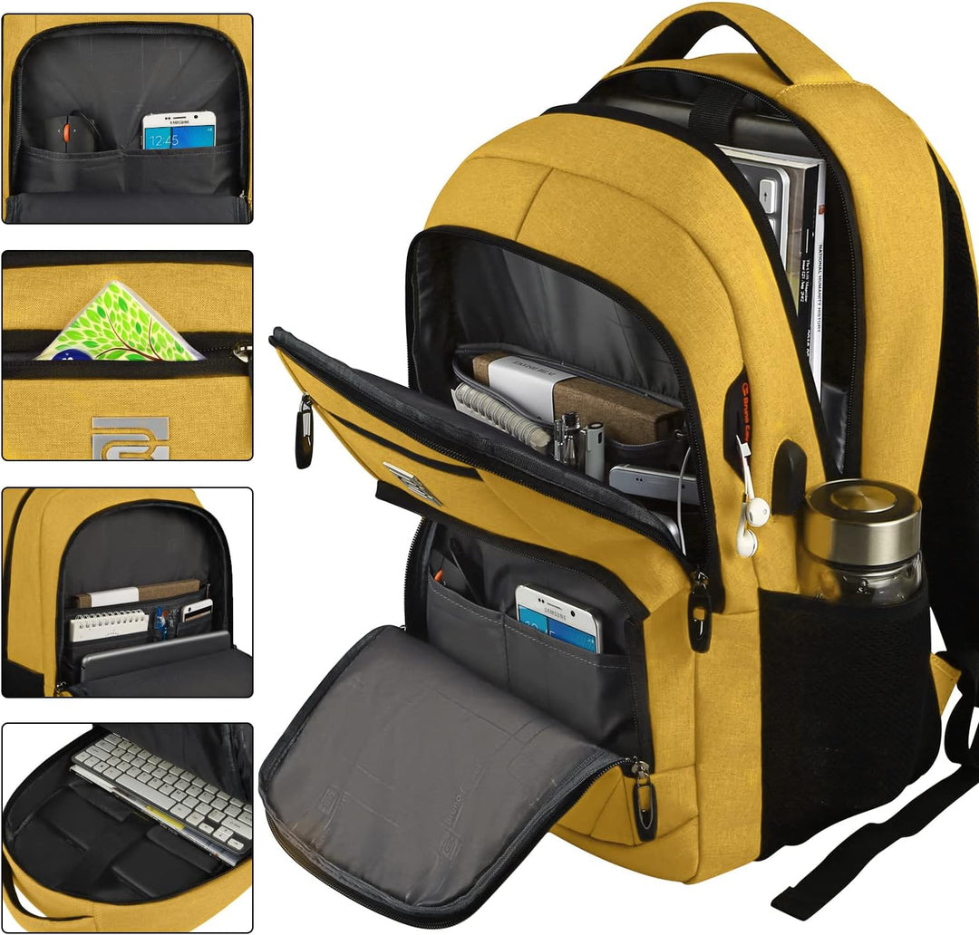 Volher Mochila para laptop, Amarillo, 15,6 pulg., Computadora portátil