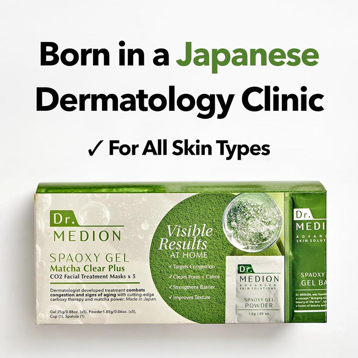 Dr. MEDION Spaoxy - Máscara de gel Matcha Clear Plus con CO2, trata...