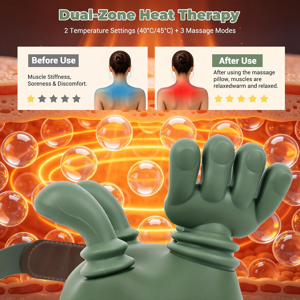 Masajeador de cuello con calor, masajeador de cuello y hombros Shiatsu 4D para alivio de tensión y relajación, masajeador eléctrico inalámbrico recargable USB-C de espalda, 3 velocidades
