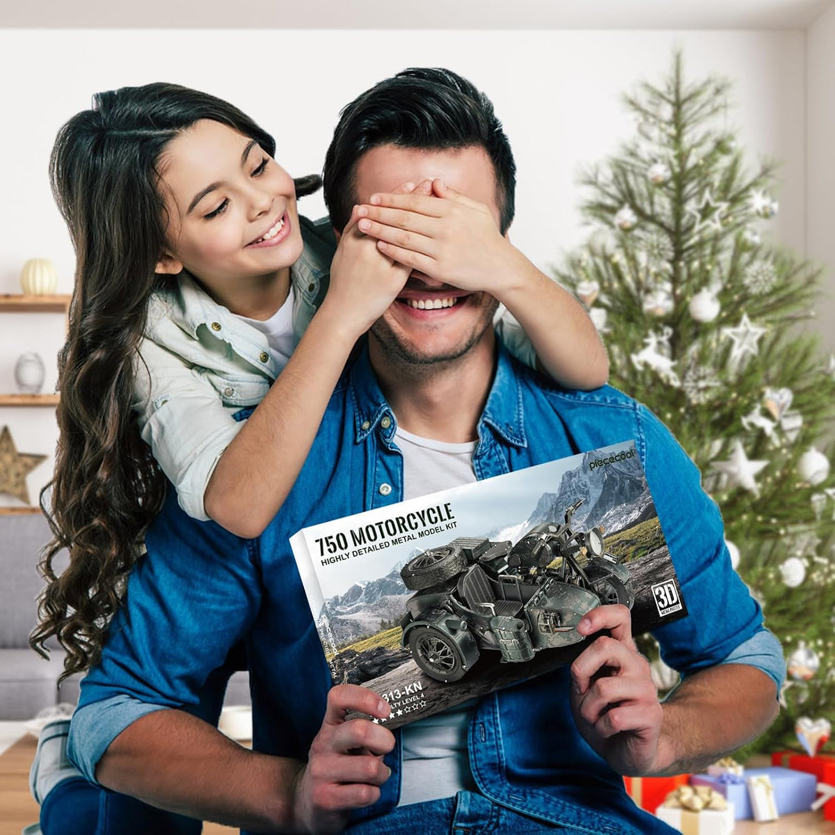 Piececool - Rompecabezas 3D para adultos, kits de construcción de modelos de metal de motocicleta con sidecar para tiempo en familia, artes y manualidades de sidecar para armar uno mismo, los mejores