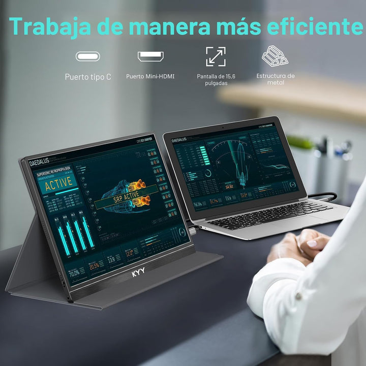Monitor portátil KYY 15.6 '' FHD 1080P USB C HDMI Monitor para jueg...