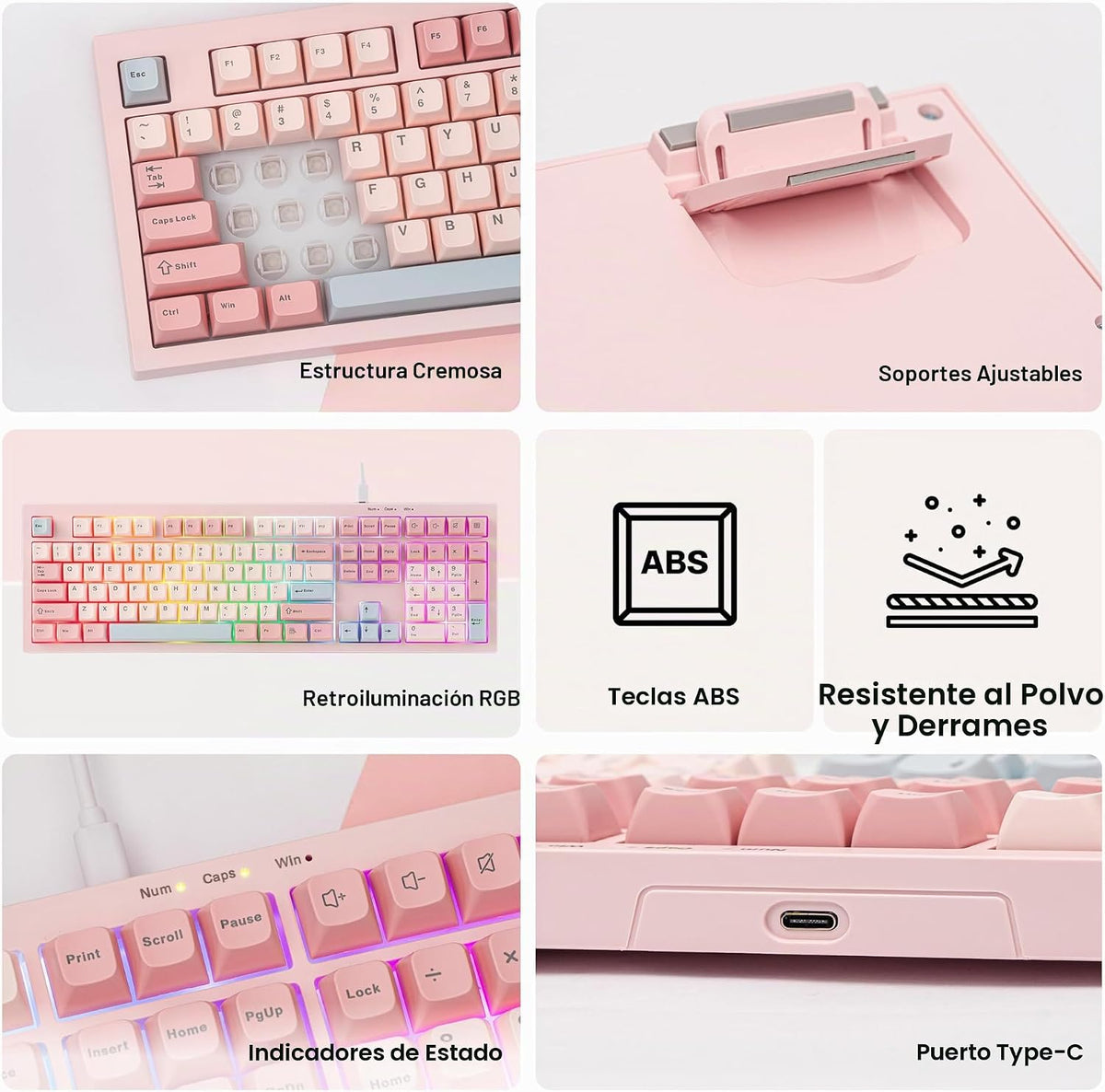 MechLands Aula S102 - Teclado de membrana para juegos con teclado n...