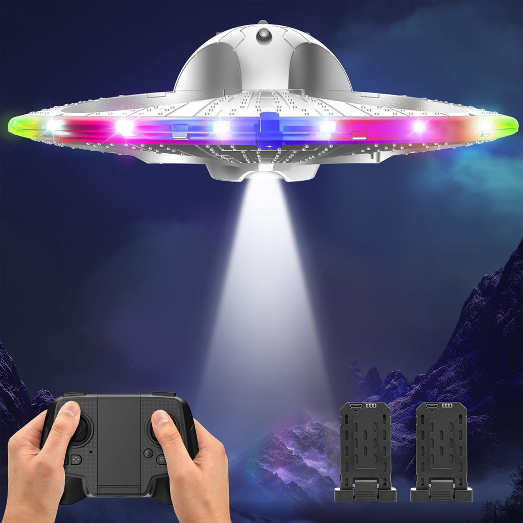 Foam UFO Drone para niños, Avión RC acrobático con luces LED, 15 min de vuelo