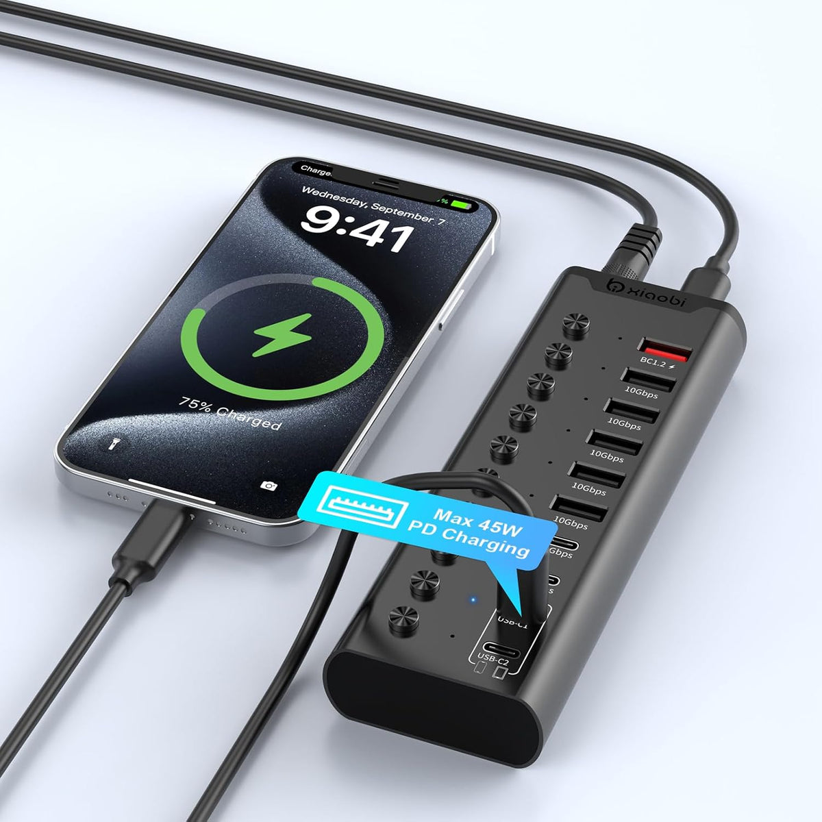 xiaobi, hub USB 2.0, alimentado