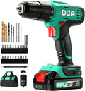 DCA Juego de martillo inalámbrico de 20 V, par de 354 in-libra, portabrocas sin llave de 1/2 pulgada, 22500 IPM, 2 velocidades variables, posición 18+1+1, taladro de impacto de potencia con 14 brocas