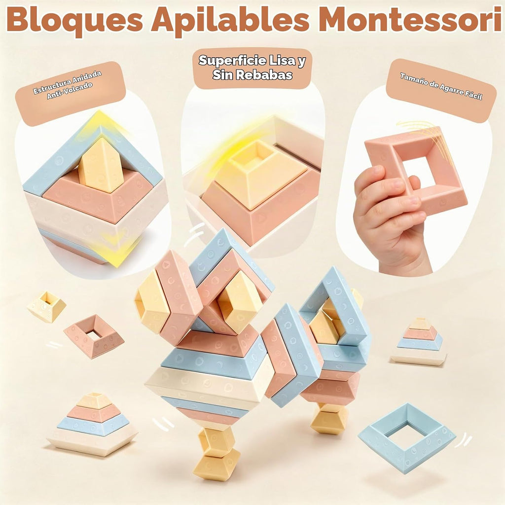 Joyreal Montessori - Bloques apilables para niños pequeños