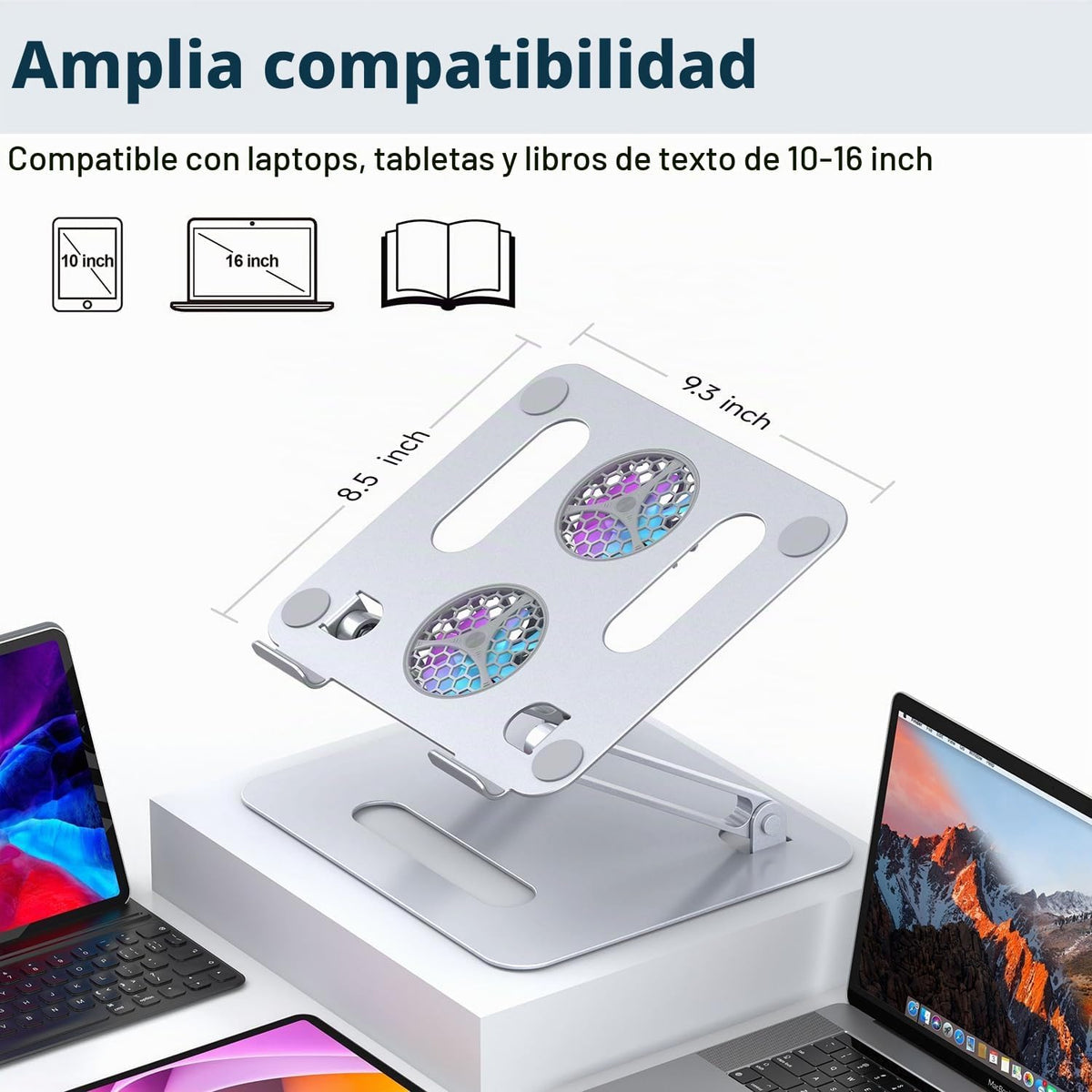 YICOSUN Soporte de refrigeración ajustable para laptop con 2 ventil...