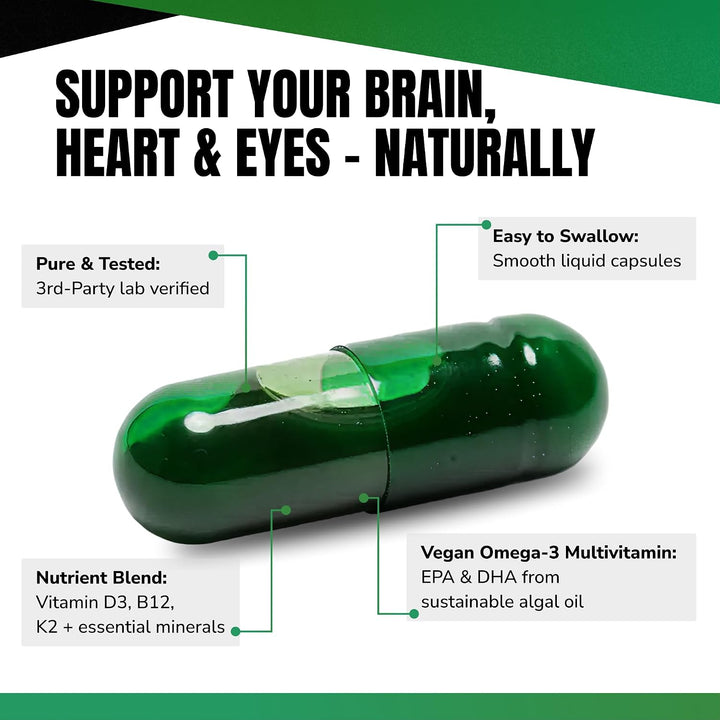 VEDGE Multivitamínico vegano Omega 3 para mujeres y hombres \u2013...