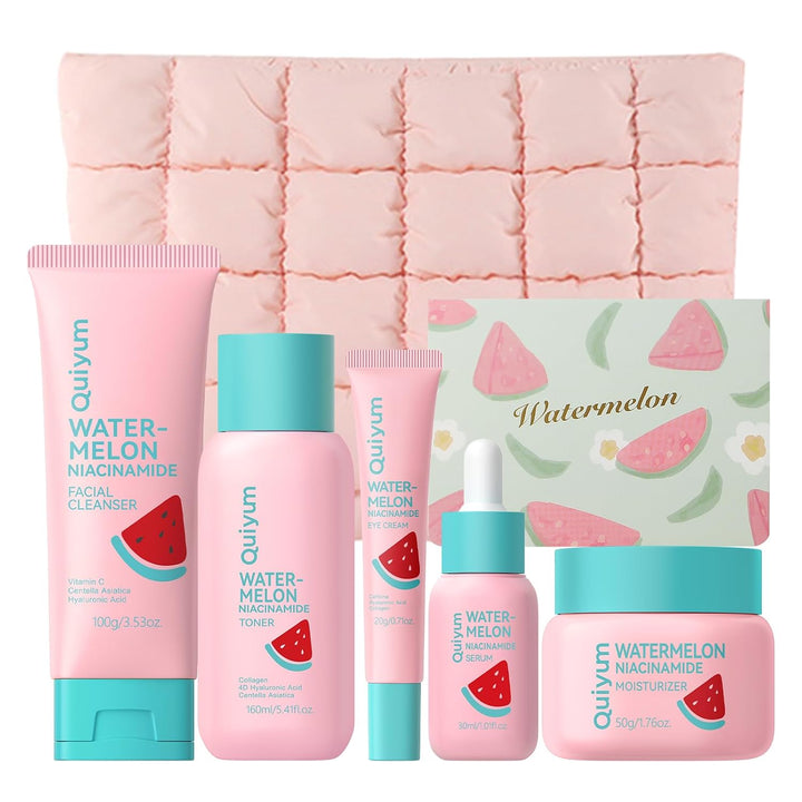 QUIYUM Watermelon &amp; Niacinamide Skincare Heroes (5 piezas), set...