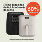 bella Freidora de Aire Delgada de 6 Qt, Utensilios de Cocina Fits-anywhere™, Revestimiento Antiadherente de Cerámica EverGood™, Temperatura Ajustable, 6 Opciones de Cocción Preestablecidas, Apagado