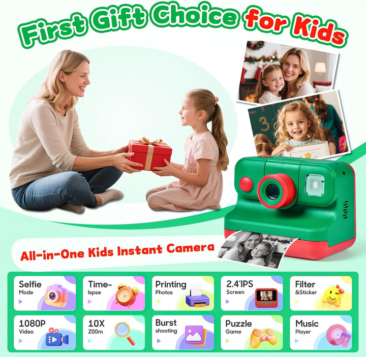 Elecoutek Cámara de impresión instantánea para niños con bolsa de t...