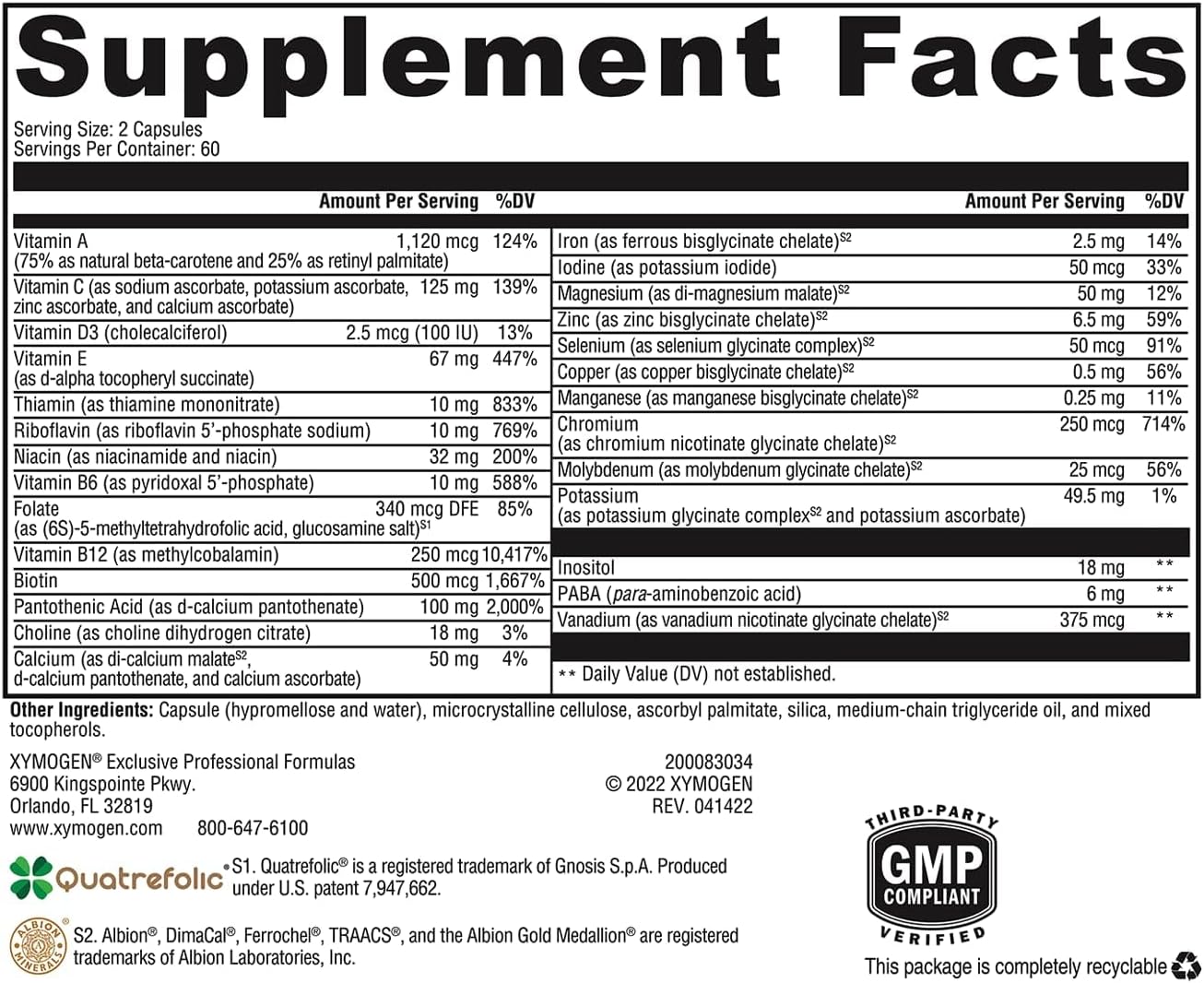 XYMOGEN ActivNutrients - Fórmula multivitamínica y multimineral, ap...