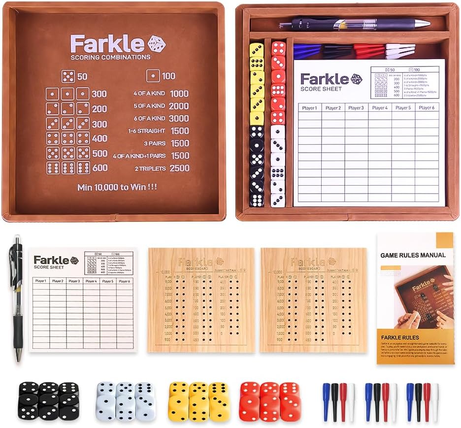 Farkle - Bandeja de dados y estuche de almacenamiento, el clásico juego