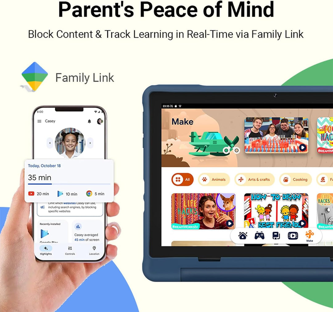 UEMXDOX Tableta para niños, Android 15, tableta para niños de 3 año...