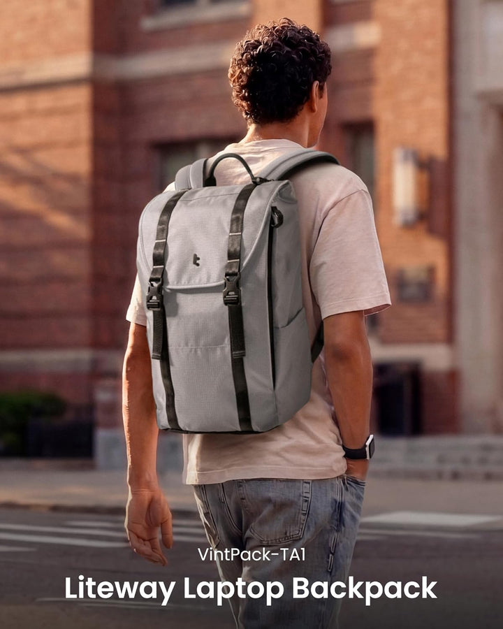 tomtoc Mochila para laptop con solapa, ligera, resistente al agua,...