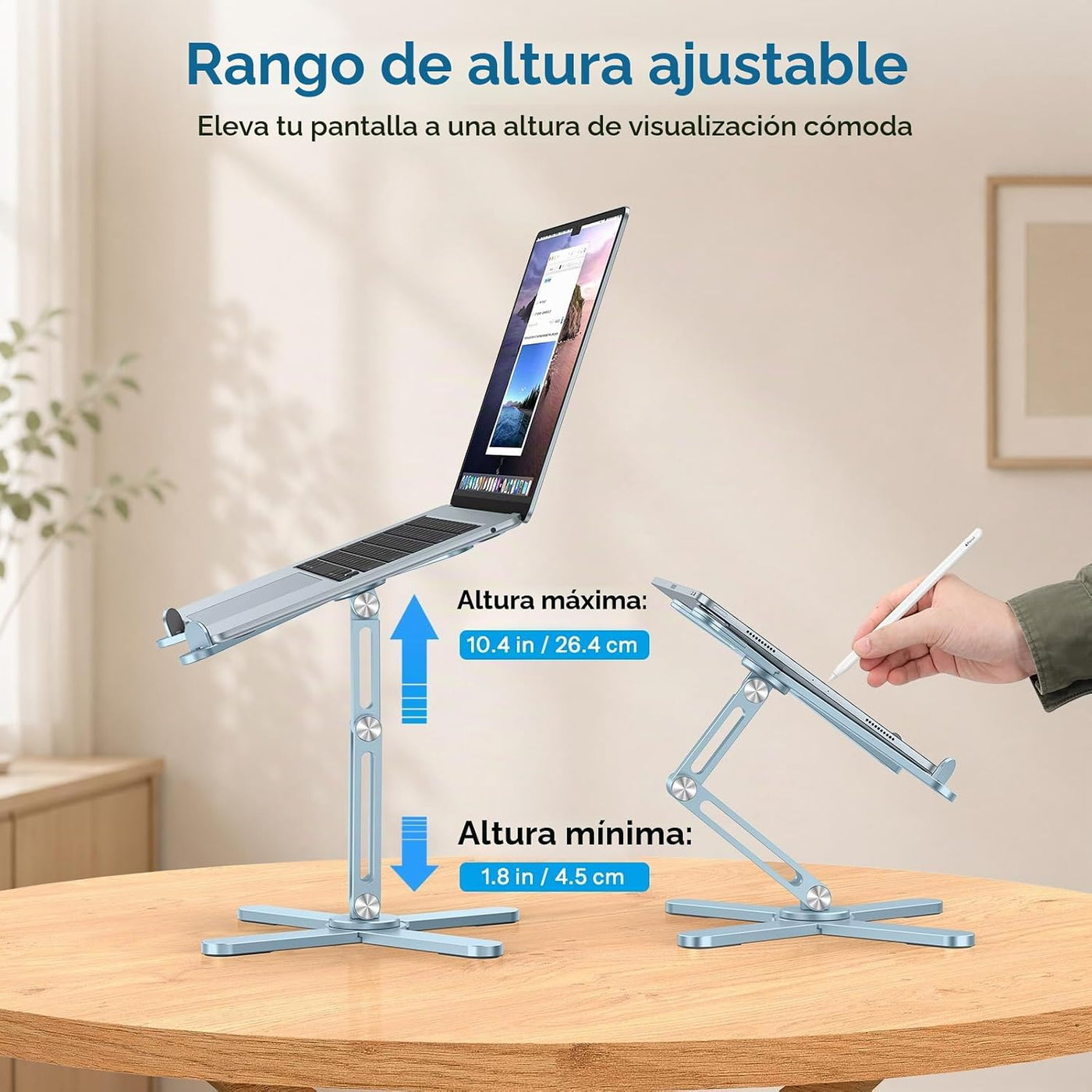 OMOTON Soporte elevador giratorio de 360° para laptop, soporte ergo...