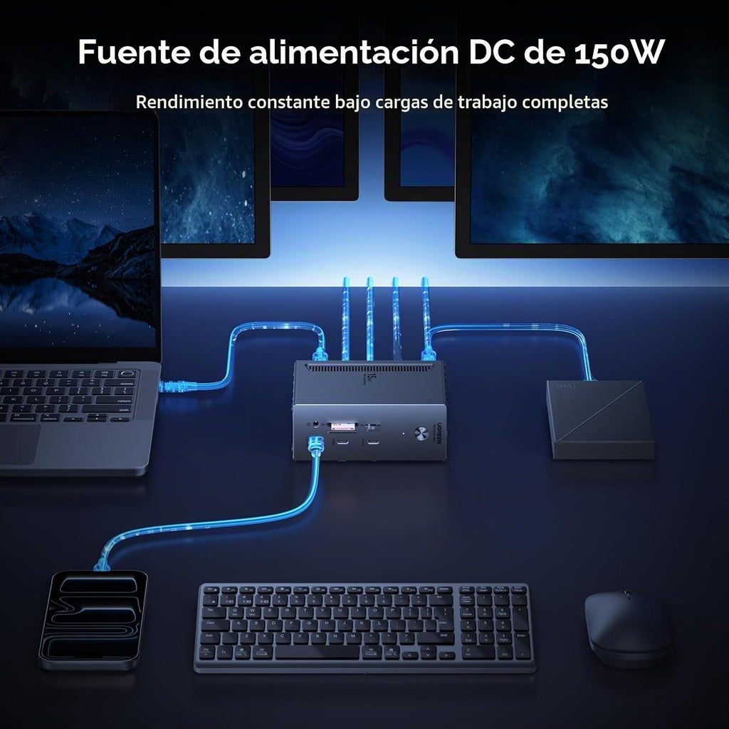 UGREEN Estación de acoplamiento USB-C DisplayLink, monitor cuádruple