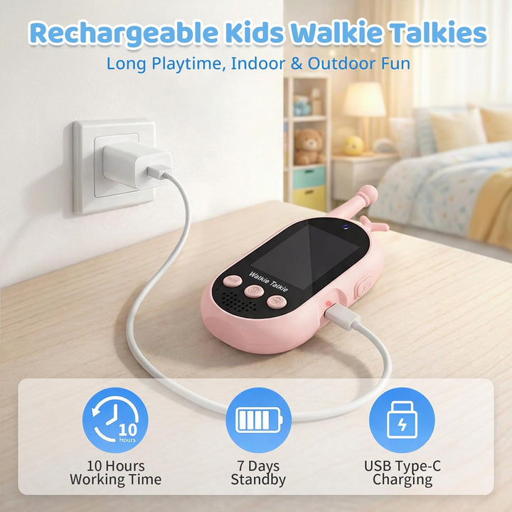 Walkie Talkie para niños con video: paquete de 2 juguetes recargabl...