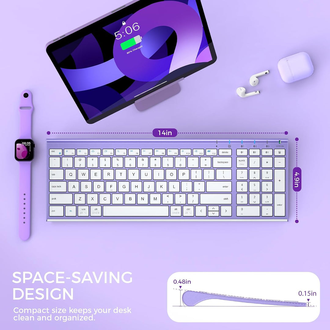 iClever Teclado Bluetooth BK10 Escritura silenciosa Multidispositiv...