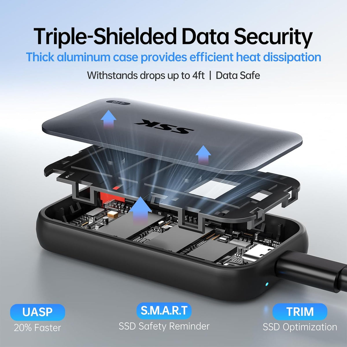SSK Disco duro externo SSD de 4 TB \u2013 Unidad de estado sólido p...
