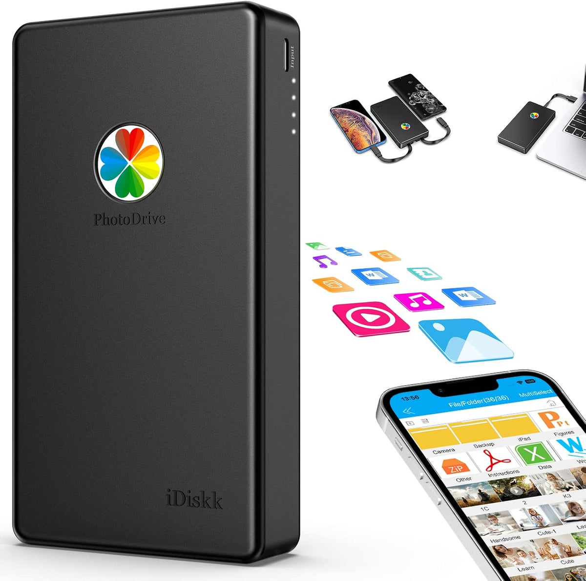 iDiskk Certificado por App-le, Disco Duro Externo de 2TB, para iPho...