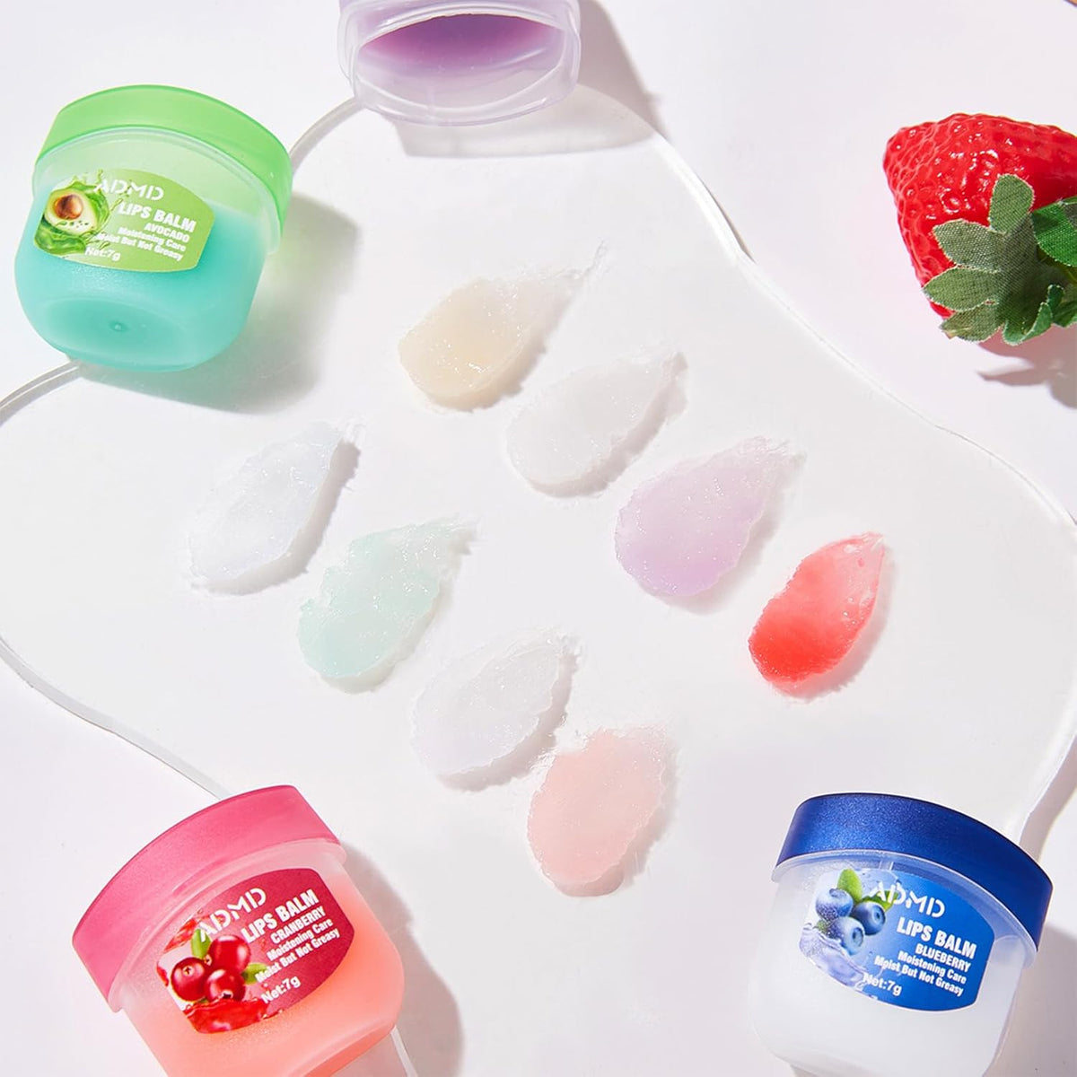 Juego de 8 bálsamos labiales con sabor a fruta, mini mascarilla lab...