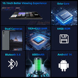Tablet Android 14, tabletas de 10 pulgadas, CPU Octa Core, 10GB+64G...