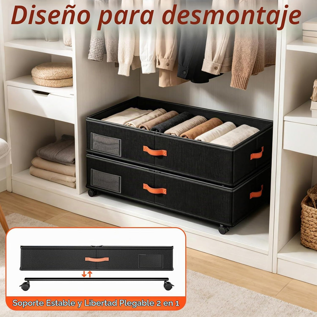 Tsinglax 66L - Paquete de 2 unidades, almacenamiento debajo de la cama con ruedas, 30 pulgadas de largo x 16 pulgadas de ancho x 7.5 pulgadas de alto