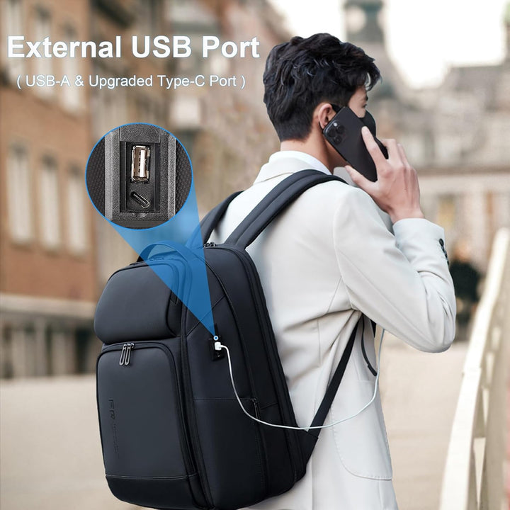 Mochila para portátil de 17 pulgadas para hombre de FENRUIEN, Negro...