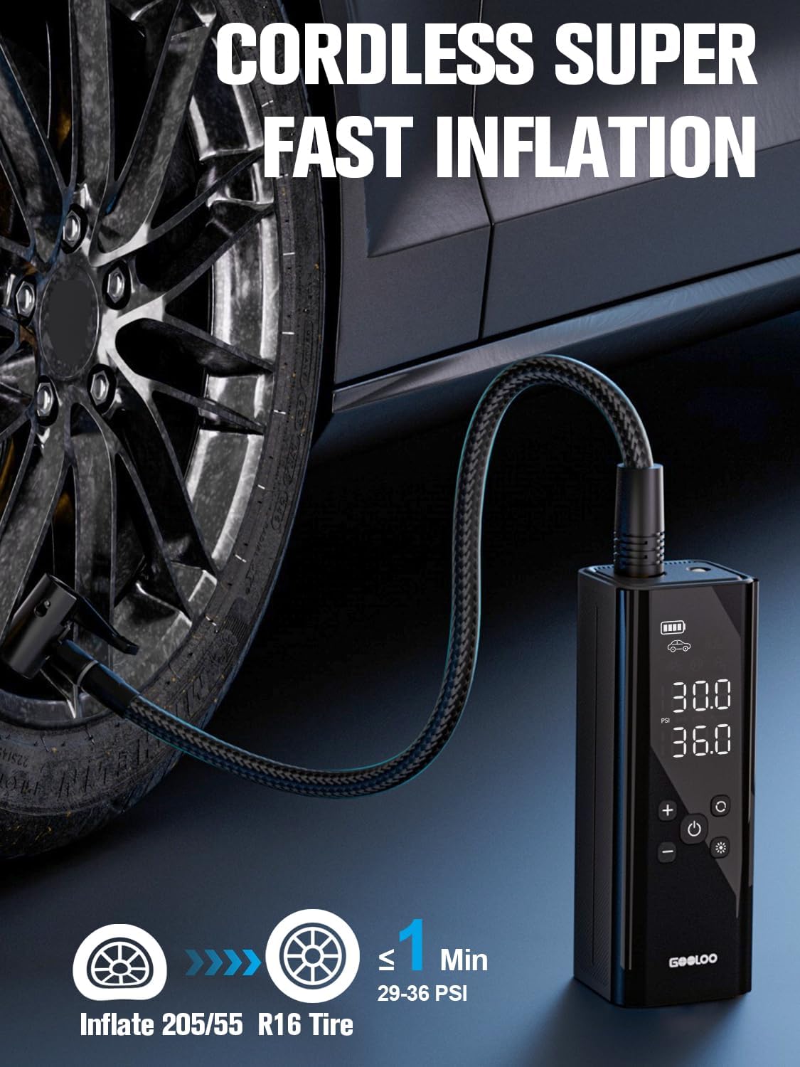 GOOLOO Compresor de aire portátil GT150, inflador de neumáticos, bo...