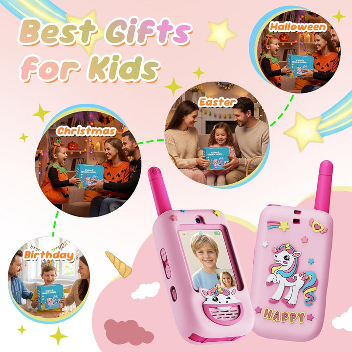 Walkie Talkies de video para niños, paquete de 2 con pantalla, radi...